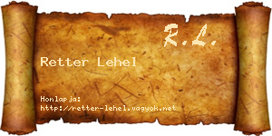 Retter Lehel névjegykártya